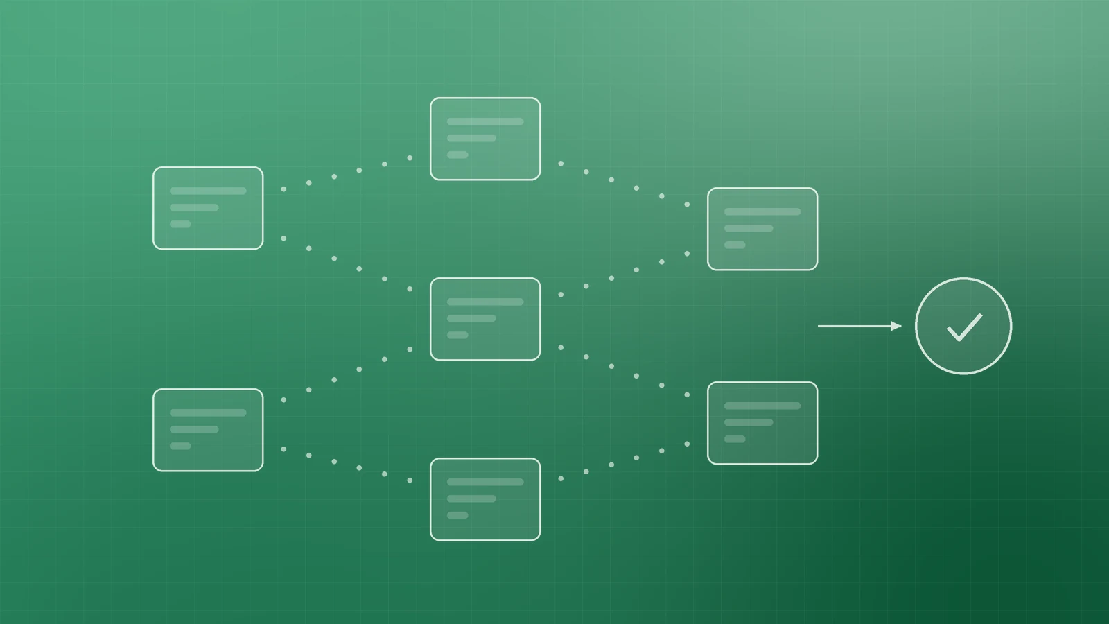 Illustration of page cards connected by dotted internal links leading to a check mark, representing pages that can be crawled and indexed