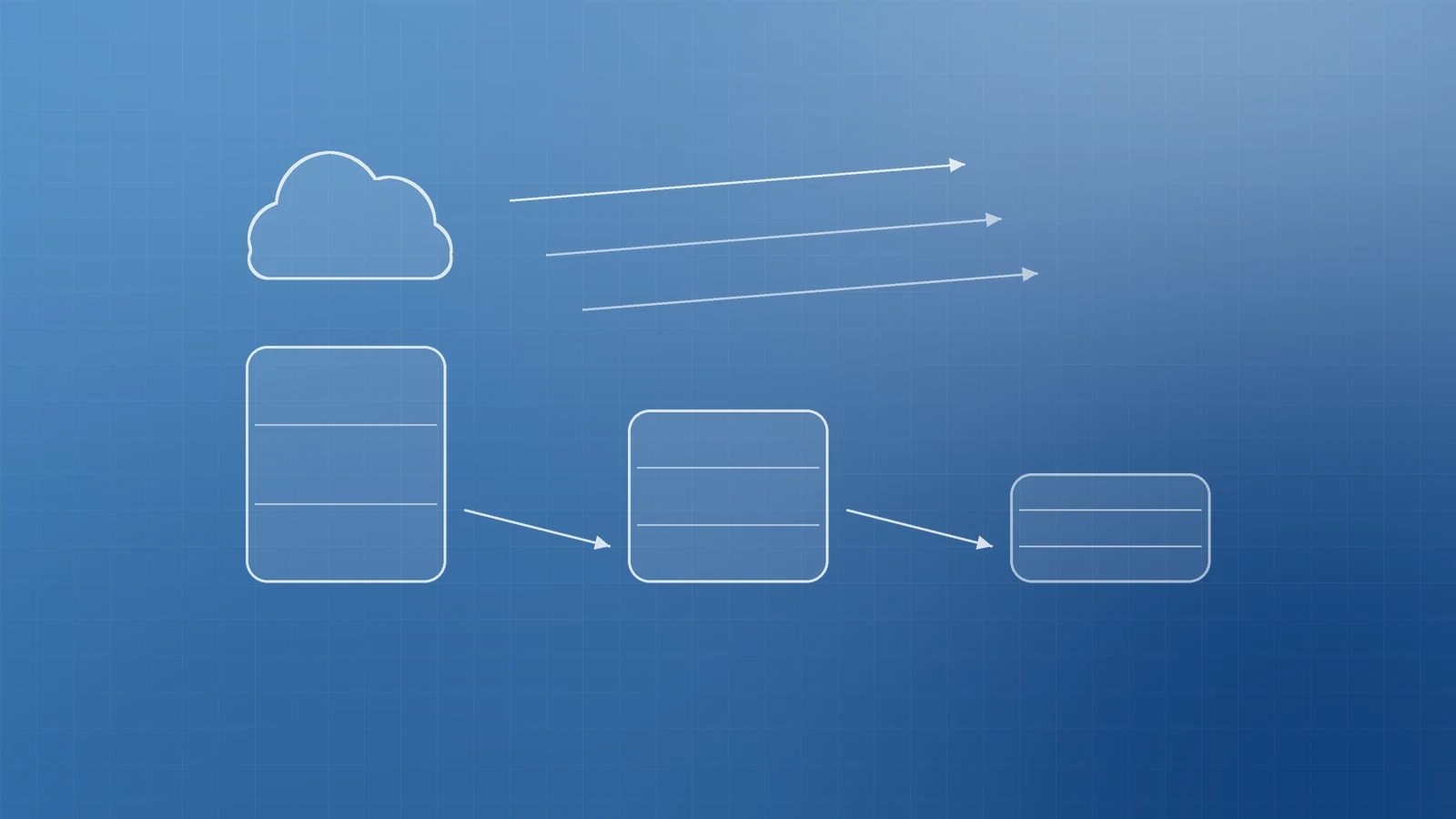Illustration of a cloud with outbound data arrows and storage tiers stepping down from large to small, representing data transfer and storage lifecycle rules