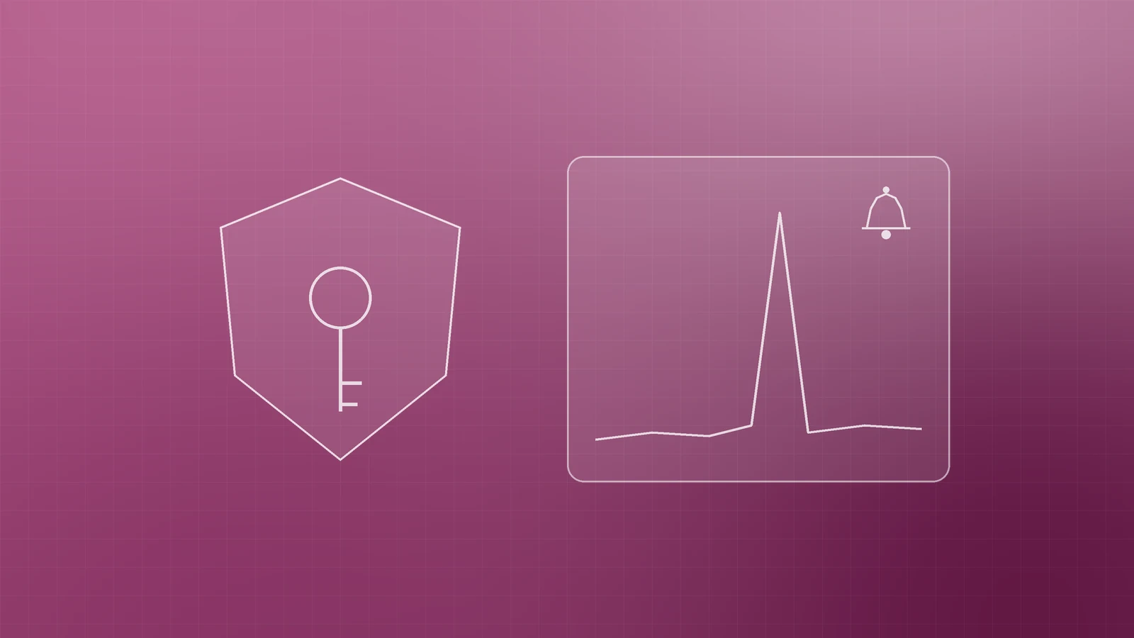 Illustration of a shield with a key beside a panel with a sudden compute spike and an alert bell, representing leaked credentials turning into cost incidents