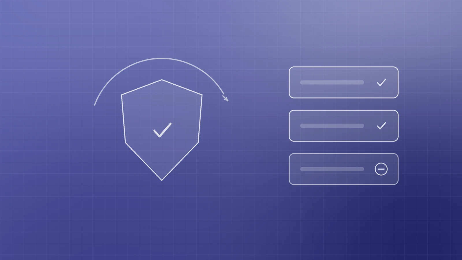 Illustration of a ticked shield under a refresh arrow beside plugin cards, two ticked and one removed, representing CMS security and maintenance