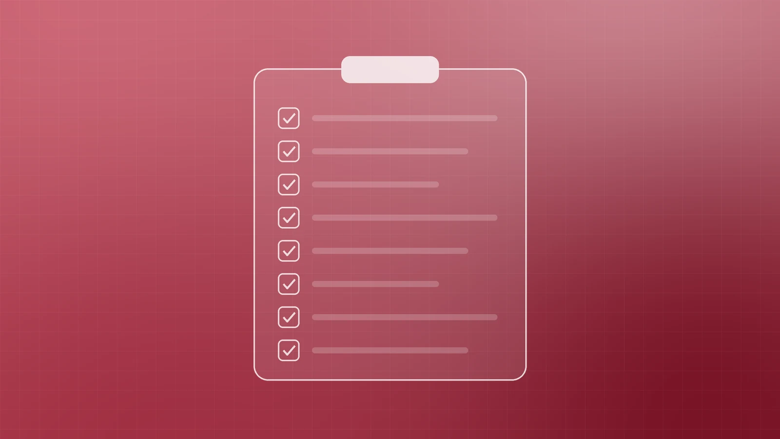 Illustration of a clipboard with eight ticked rows, representing a CMS decision checklist
