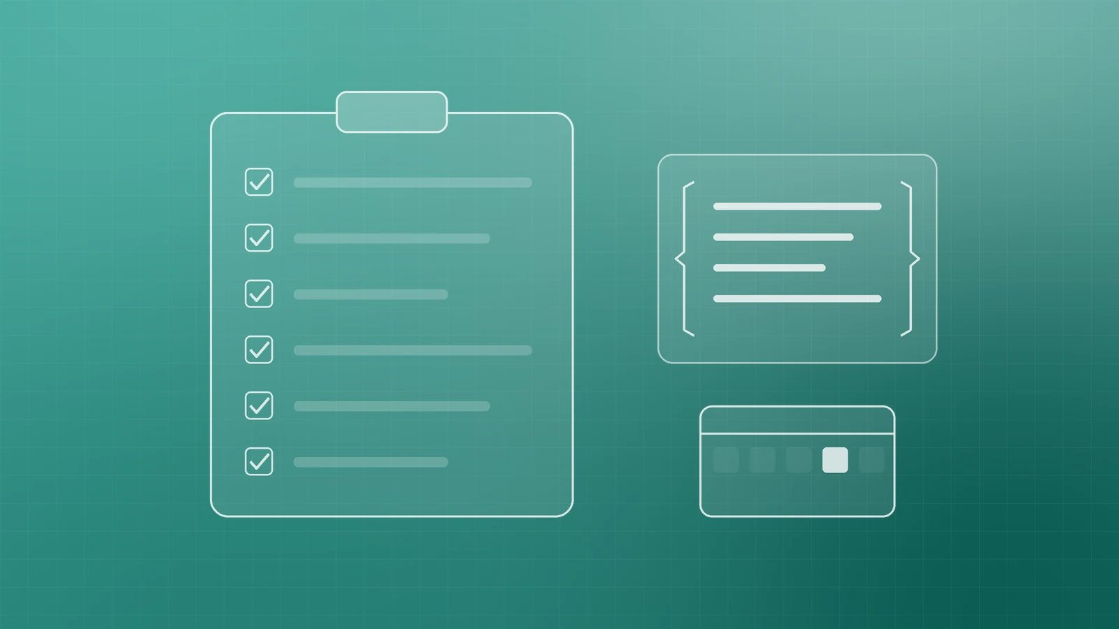 Illustration of a clipboard with ticked items beside a code block and a small calendar, representing a structured data checklist