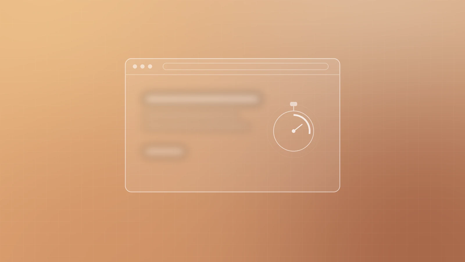 Illustration of a browser window whose headline and content are blurred and hard to read, next to a stopwatch, representing visitors who can't quickly tell what a business does