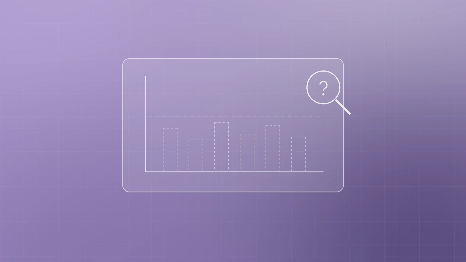 Illustration of an empty chart with dashed outline bars and a magnifying glass showing a question mark, representing a website that isn't measuring anything