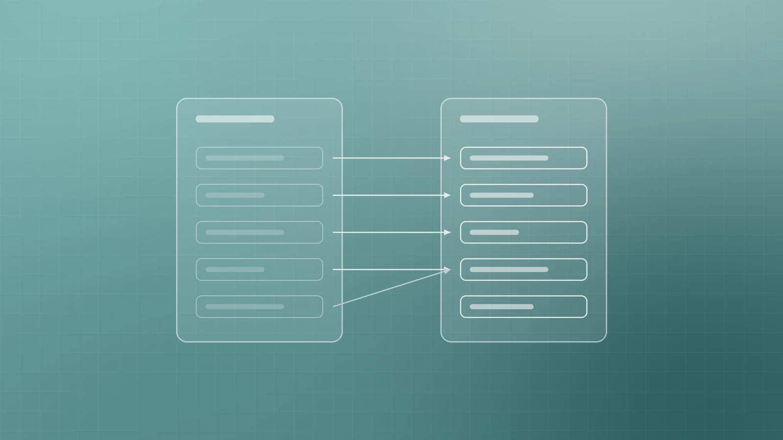 Illustration of two columns of page rows joined by arrows, representing a URL map from old pages to new pages