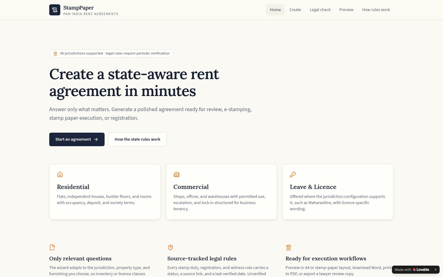 StampPaper rent agreement generator.