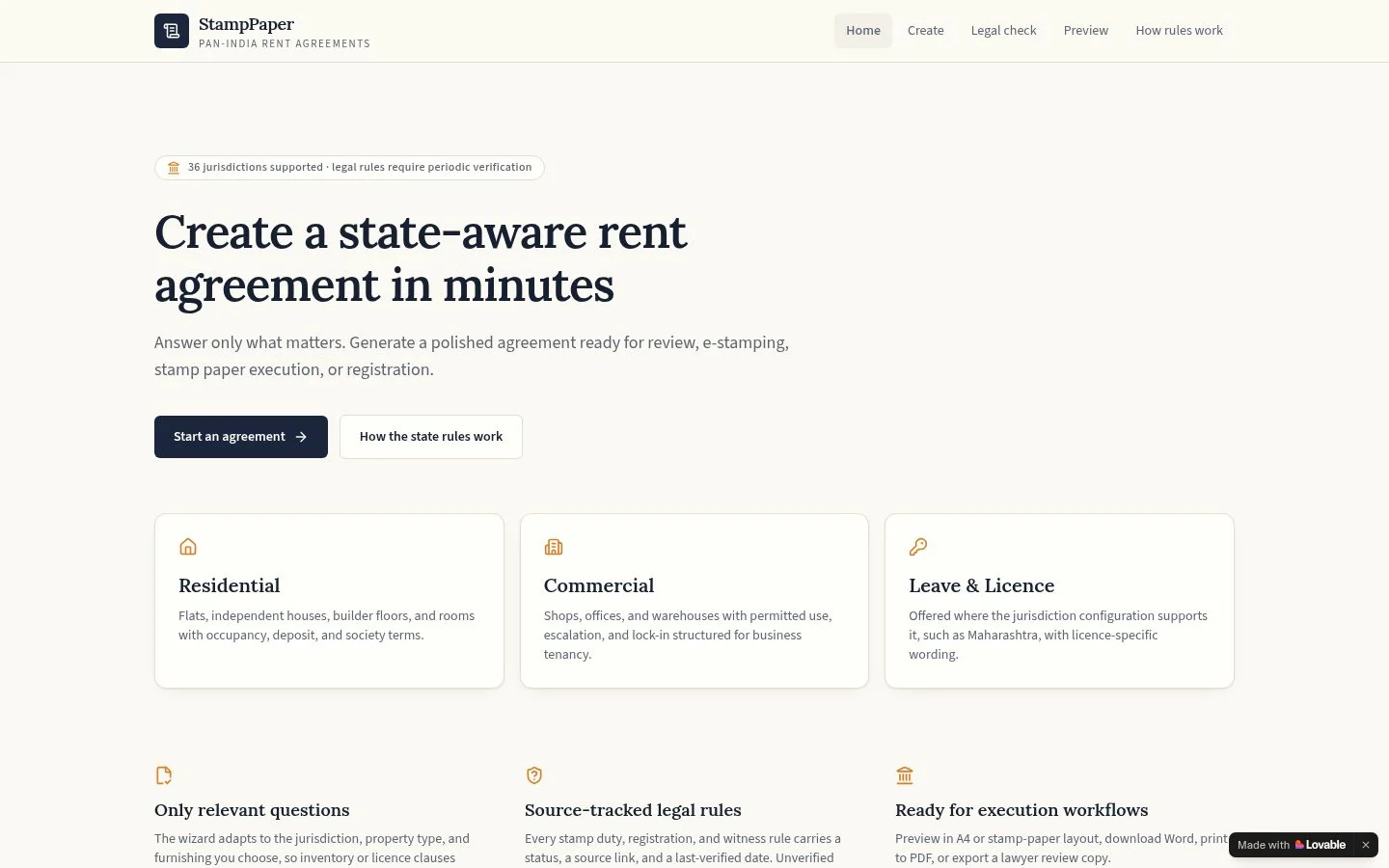 StampPaper rent agreement generator.